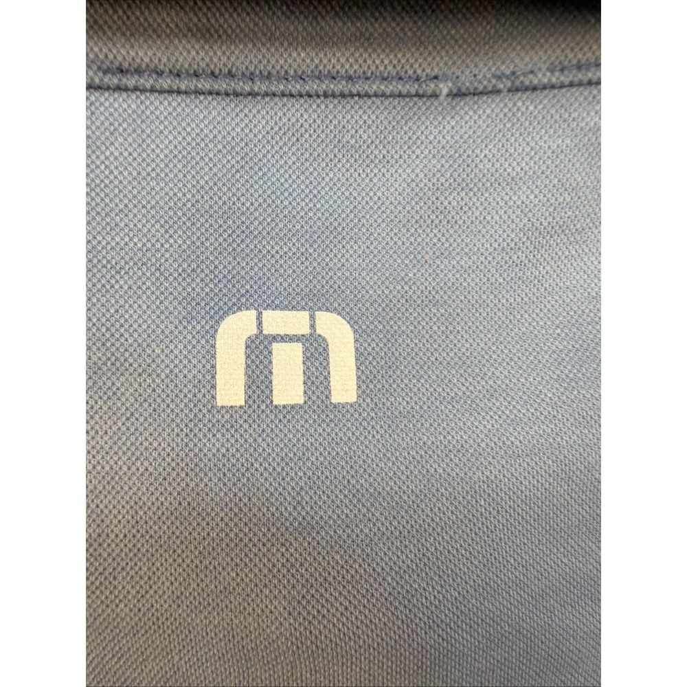 Travis Mathew Blue Golf Polo Shirt Mens Large  Flowers And Palms On‎ Stripe - Picture 9 of 9